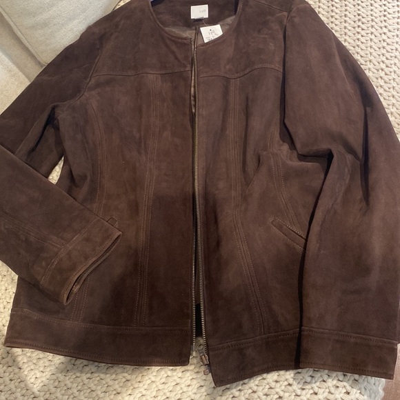 JJill Genuine Suede Leather Zippered Jacket - Picture 8 of 11